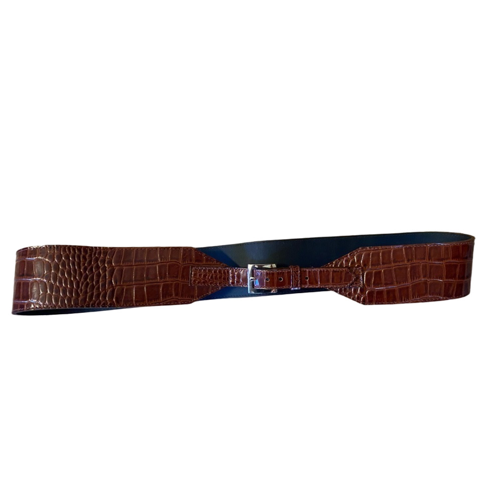 NWOT Vintage Les Créations Élite Brown Croc Wide Waist Belt Size 36 Canada